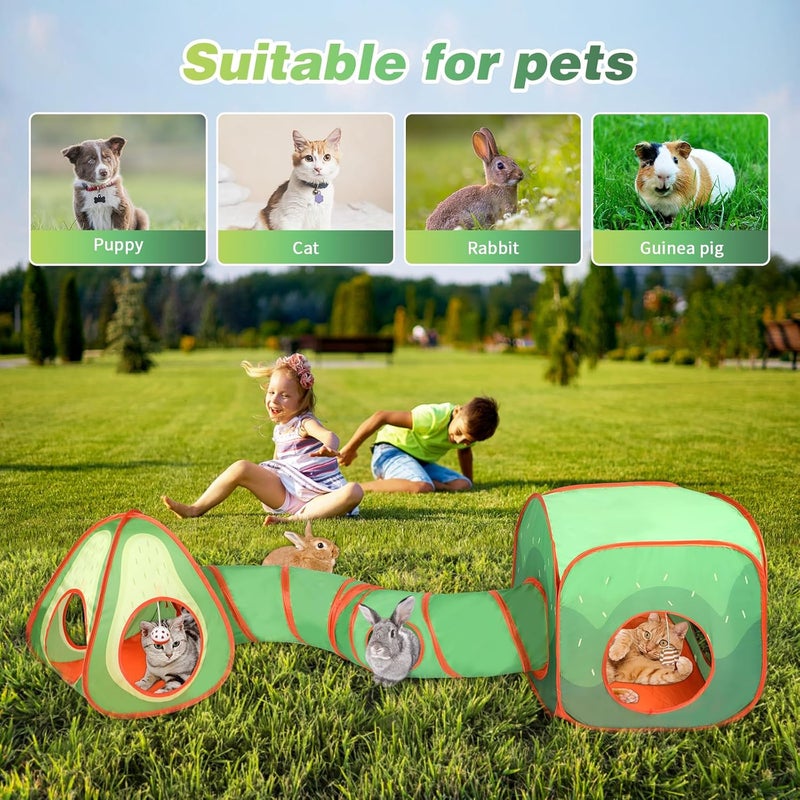 Rypet Cat Tunnels for Indoor Cats with Cube Tent, Interactive Collapsible Cat Tube and Foldable Cubes Playground for Hiding Hunting and Resting, Pet Tube with Bell for Kitten, Rabbit, Puppy, Ferret - Image 4
